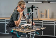 Así son los soportes Wolfcraft Solid y Pro, que guían el taladro al perforar